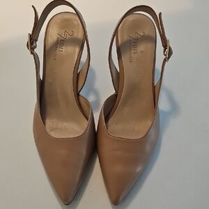 27 EDIT Tan Pointed Slingback Heels